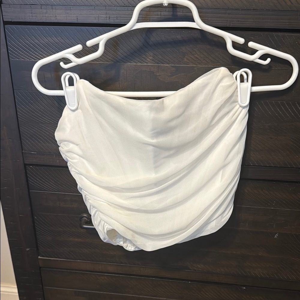 Elegant White Ruched Skirt